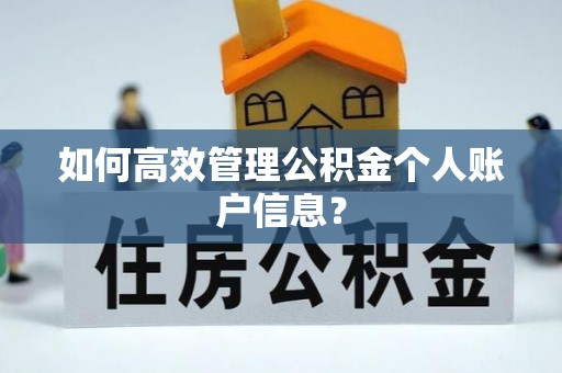 三角如何高效管理公积金个人账户信息？